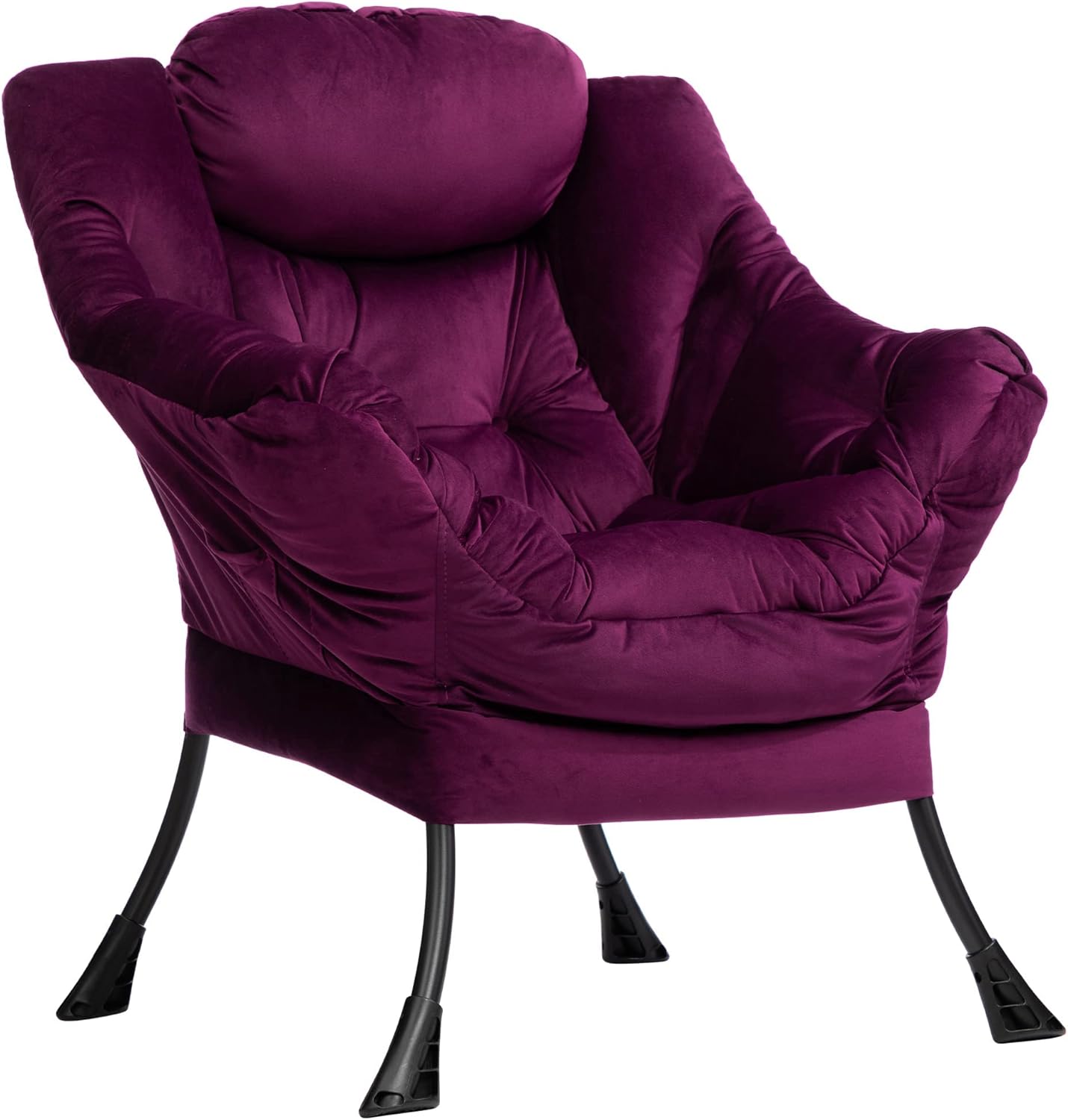 HollyHOME Poltrona, Relax Poltrona con Braccioli e Divano Pocket, Tessuto in Velluto, Leisure Sofa con Tessuto Moderno e Struttura in Acciaio, Blu Scuro