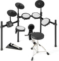 COSTWAY Batería Eléctrica, Kit de Batería Plegable con Pads de Malla Silenciosos, Platillo, 225 Sonidos y 30 Demos, Metrónomo y USB Midi, Bombo, 2 Baquetas, Taburete Ajustable, para Adultos y Niños