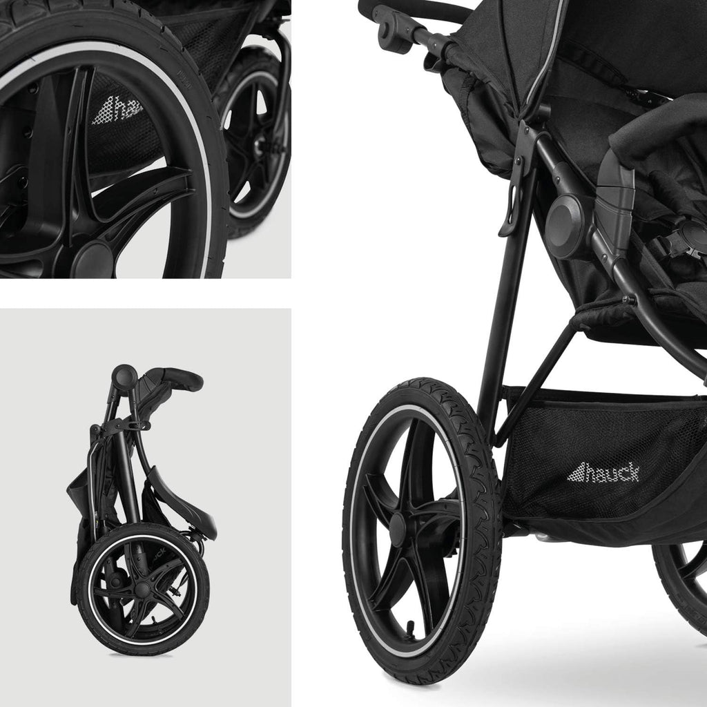 hauck Runner 2 Silla de Paseo Ligera hasta 22 Kilos - Carrito Bebé Reclinable desde el Nacimiento - Carro de 3 Ruedas Neumáticas Grandes - UV 50+ - Negro