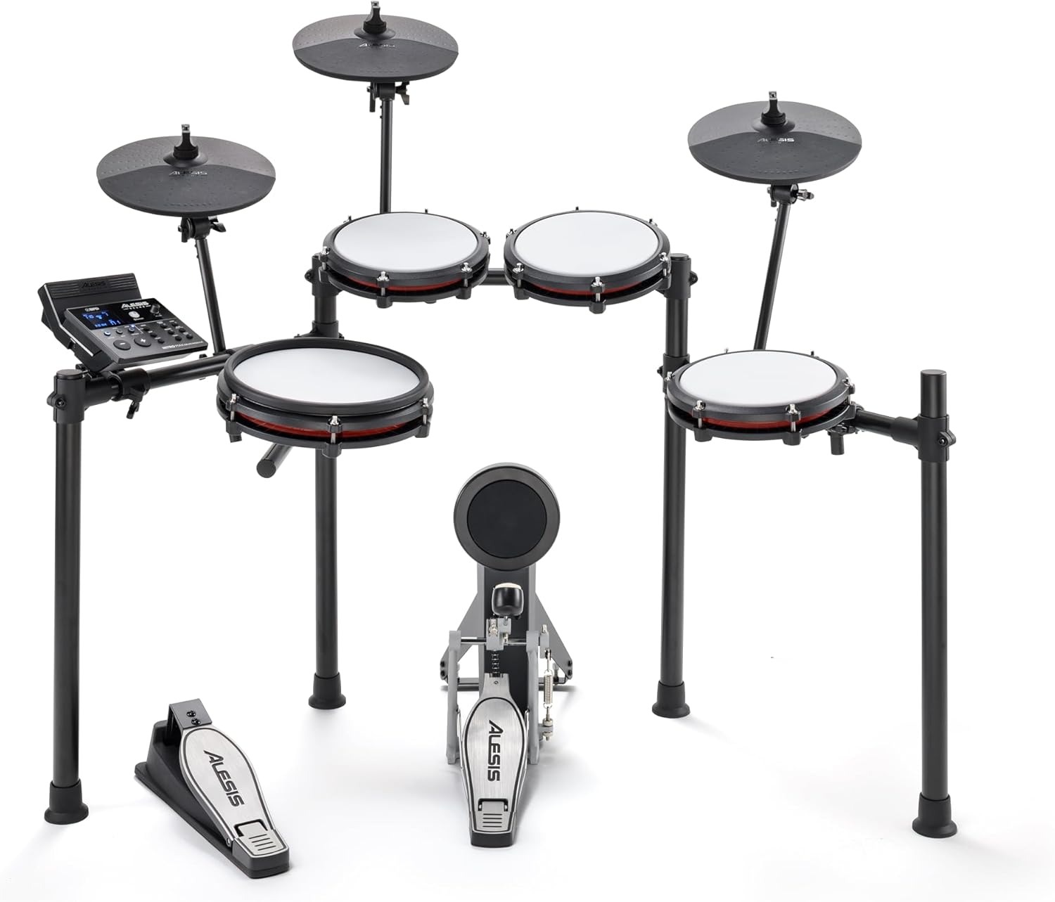 Alesis Nitro Max Kit Batería Electrónica con Parches Silenciosos de Malla, Caja de Doble Zona de 10", Bluetooth, 440+ Sonidos Auténticos, Lecciones Drumeo, USB MIDI, Pedal de Bombo