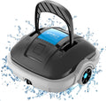 Robot Limpiafondos Piscina Electrico sin Cable para Aspirador Piscinas de hasta 80m², 100 Mins Doble Filtración y Estacionamiento Automático, Robot Limpiafondos Piscina con Motores de Doble Tracción