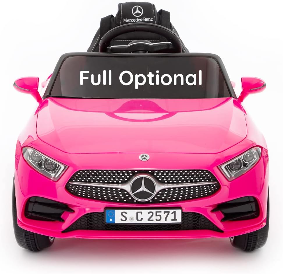 BabyCar Mercedes CLS 350 AMG | Coche Electrico para Niños 12V con 2 Motores 25W | Carro Electrico Infantil con Mando Parental, Asiento de Piel, Puertas Abatibles, MP3/USB | Mercedes Oficial | Rosa