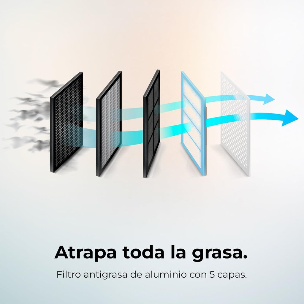 Cecotec Campana Decorativa 90 cm Flux Dt 908000 Glass Black A++. Vidrio Negro, 800M3/H de Potencia, Motor 210W, A++, Control Táctil, 3 Niveles + Booster, Hand Movement Control