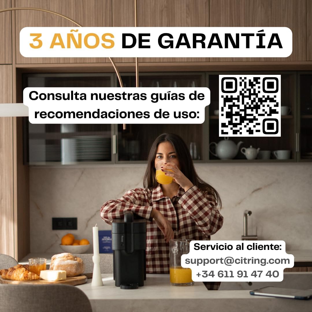 One exprimidor de naranjas electrico automatico | Tu zumo listo en menos de un minuto con solo pulsar un botón - orange juicer machine hecha en España | Más Rápida. Más Limpia. Mejor (NEGRO)