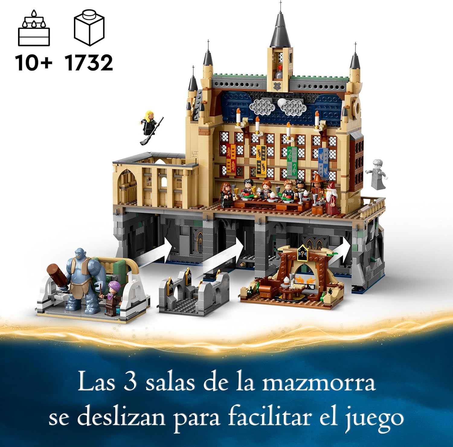 Harry Potter Castillo de Hogwarts: Gran Comedor de la Escuela de Magos de Juguete, 11 Minifiguras Incluidas Hermione Granger y Ron Weasley, Regalo para Niños y Niñas de 10 Años o Mas 76435