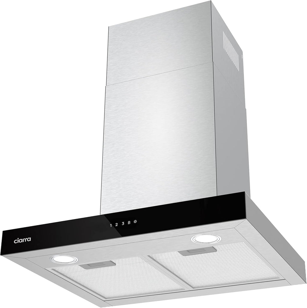 Ciarra CBCS6102 Campanas Extractora 60cm 650 m³/h - Control Táctil y Wifi - 4 Velocidades - Evacuación al Exterior y Recirculación Interna por Filtro de Carbón CBCF003 - Acero Inoxidable
