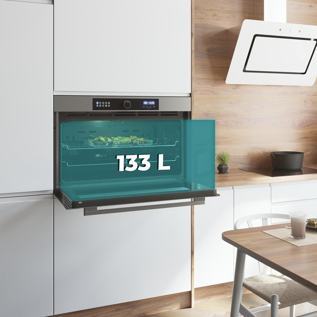 Cecotec Horno Integrable Multifunción Bolero Hexa AF319000 Inox A 3800W, 133L de Capacidad, 11 Funciones con Airfryer Master, Pizza Master, Steam Asisst, Steam EasyClean, 3D Cooking, Defrost