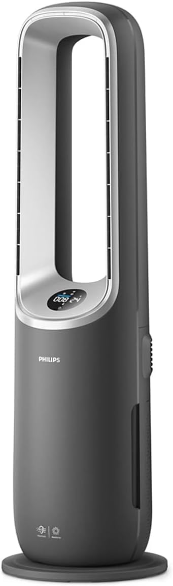 Philips Air Performer 3w1 - wentylator, oczyszczacz powietrza i grzejnik, Filtr NanoProtect HEPA, Usuwa alergeny, wirusy, bakterie, zapachy i 99,97% pyłków z powietrza, Cichy, Kolor Szary (AMF870/15)
