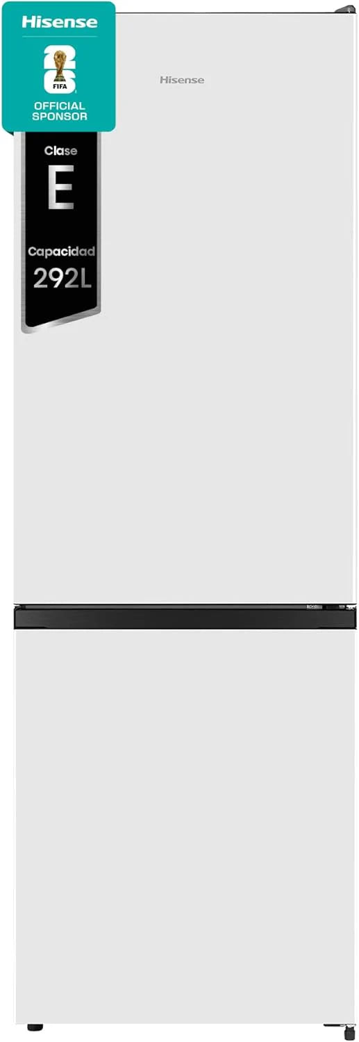 Hisense RB343D4CWE – Combi Fridges, 269L, Class E, W 55 cm x H 180 cm, Opening Doors 90º, Reversible Door, Fruit and Vegetable Drawer, LED Lighting, Large Capacity Balcony, White