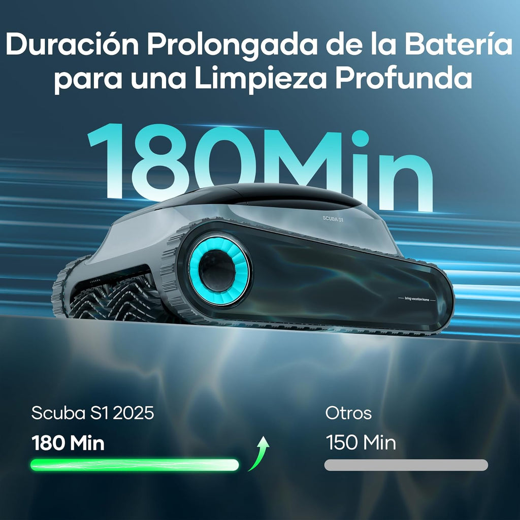AIPER Scuba S1 2025 Robot Piscina Limpiafondos y Paredes,Aspirador Piscinas Fondos con Batería Mejorada 180 min,Filtración Ultrafina + App y OTA,para Piscinas hasta 150 m²