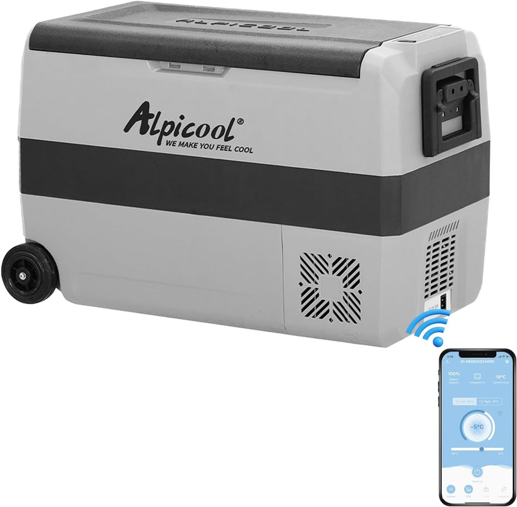 Alpicool T50 50 litros Nevera portátil 12 V 24 V congelador, pequeño congelador para coche, camping, camión, barco y enchufe con puerto USB