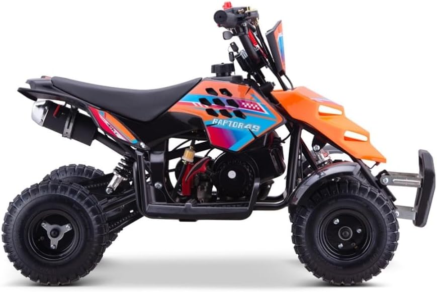 Miniquad Infantil Gasolina Raptor-R4 49cc (Gasolina Mezcla), Naranja, niños de 4 a 10 años