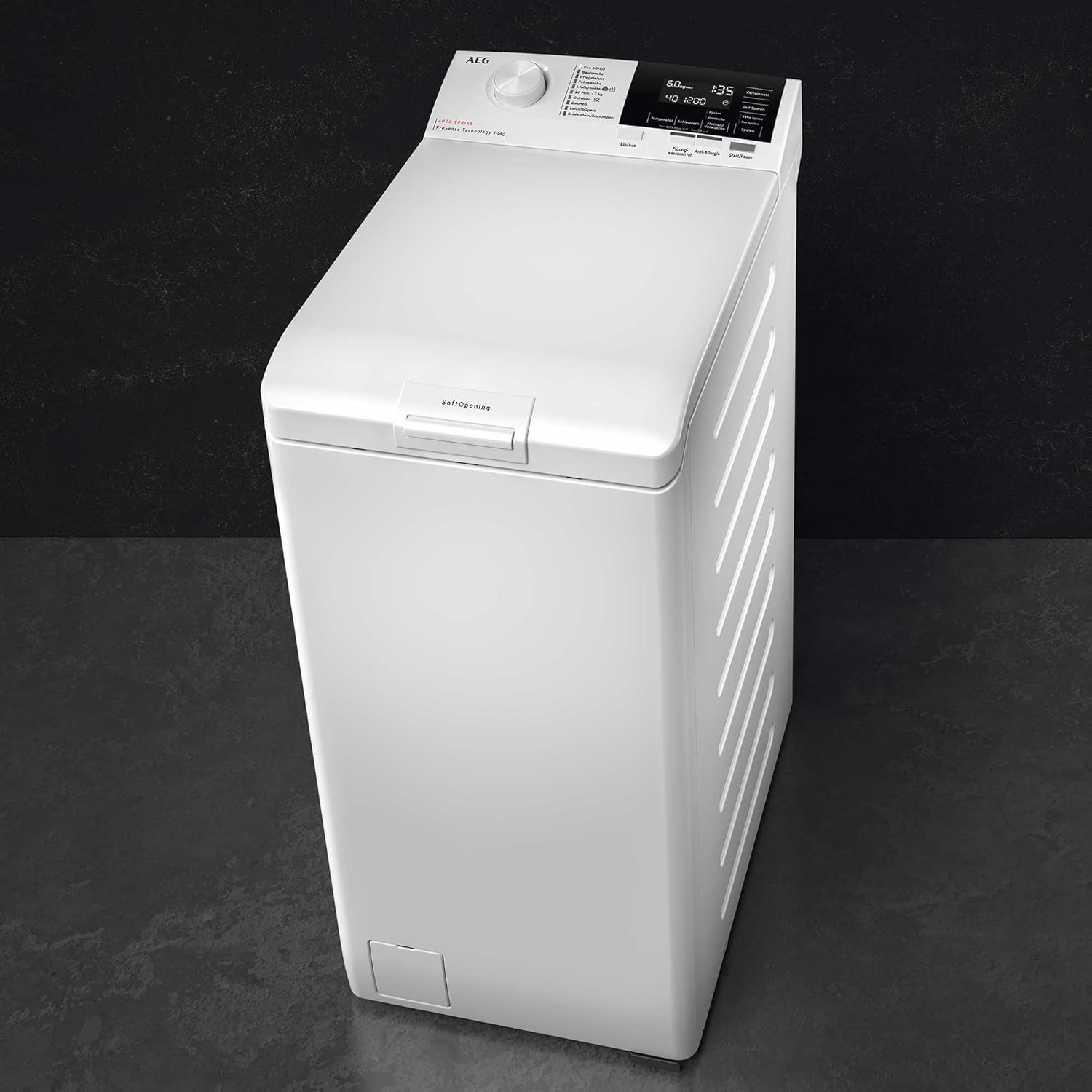 AEG LTA6G7331E, Lavadora de Carga Superior 7 Kg, 1300 rpm, Libre Instalación, Función Prosense, Soft Opening, Programa Timesave, Cajón LiquiSystem, Display LCD, Serie 6000, Blanca, Clase A