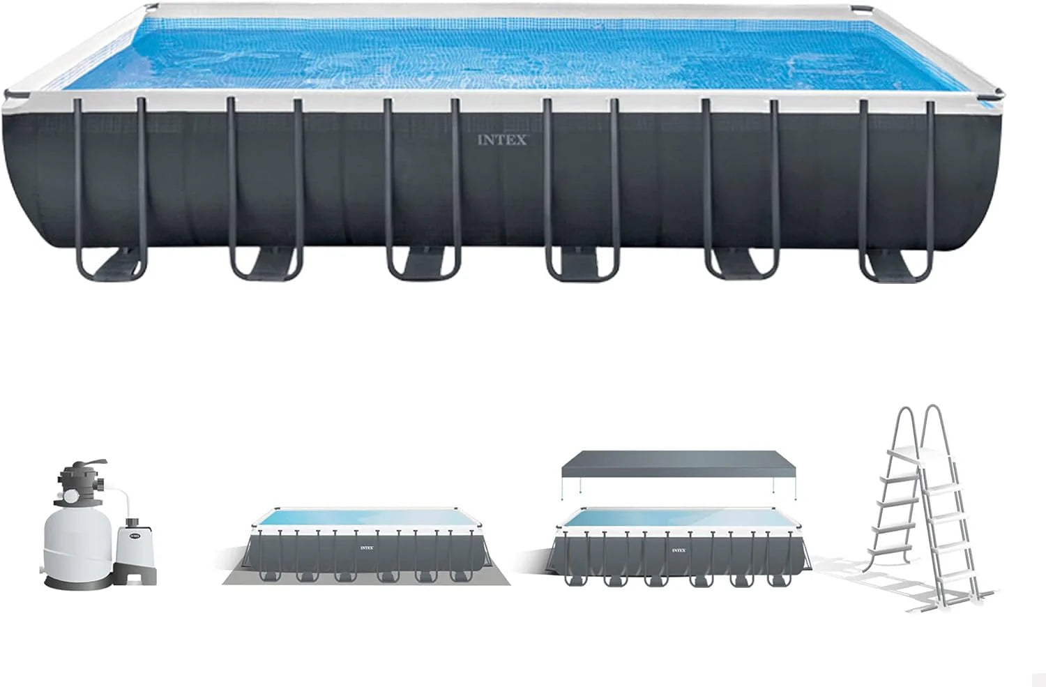 INTEX 55221 – Rectangular Ultra XTR Frame Raised Pool 732 x 366 x 132 cm + Filter