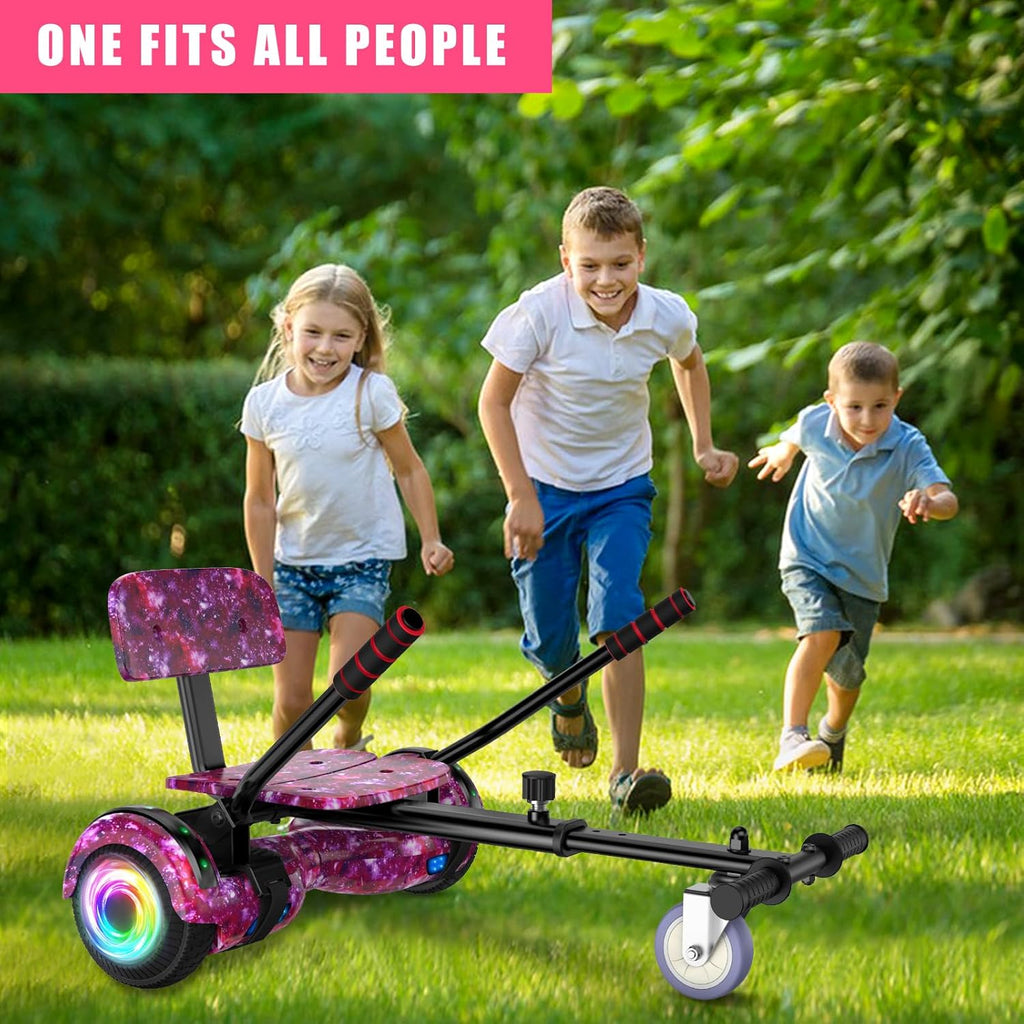Hoverboard con asiento, tabla flotante autoequilibrada de 6,5" con altavoces Bluetooth y luces LED para niños y adultos