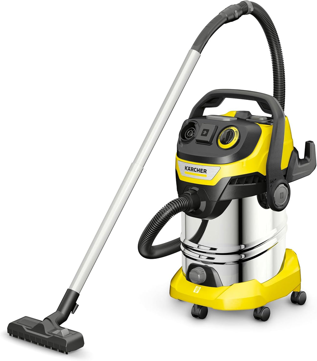 Kärcher, Aspirador en Seco y Húmedo WD 6 P S V-30/6/22/T, Filtro cartucho, 1300 W, Manguera aspiración 2 m y almacenamiento manguera, Función soplado, Yellow/Black, Depósito 30 l