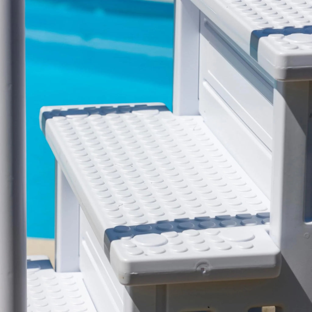 Gre EPE30 – Non-Slip Pool Ladder, Safety Ladder for 4 Steps, Synthetic, White, 80 x 92 x 206 cm