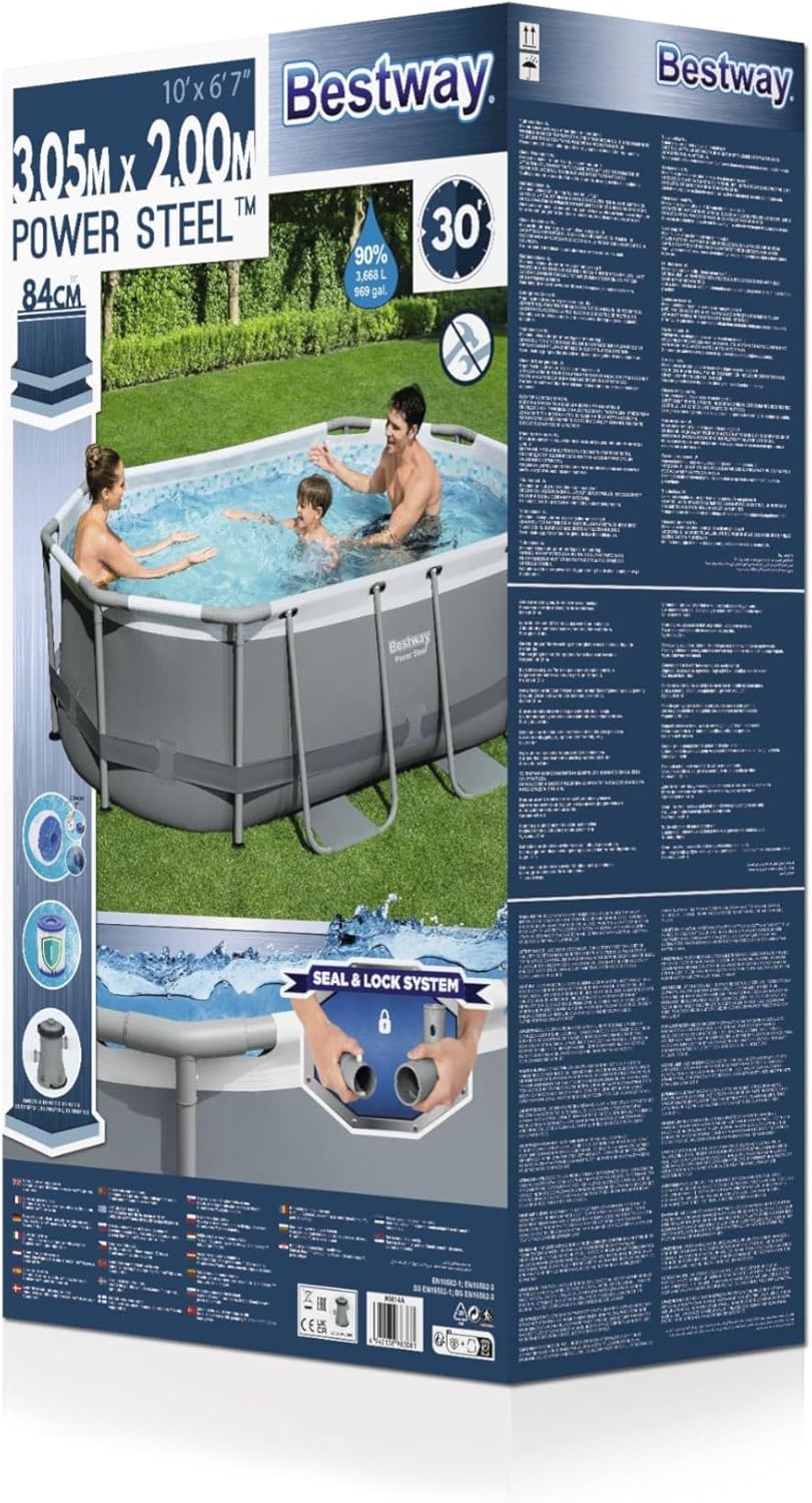 Bestway Power Steel™ 10' x 6'7" x 33"/3.05m x 2.00m x 84cm Oval Pool Set