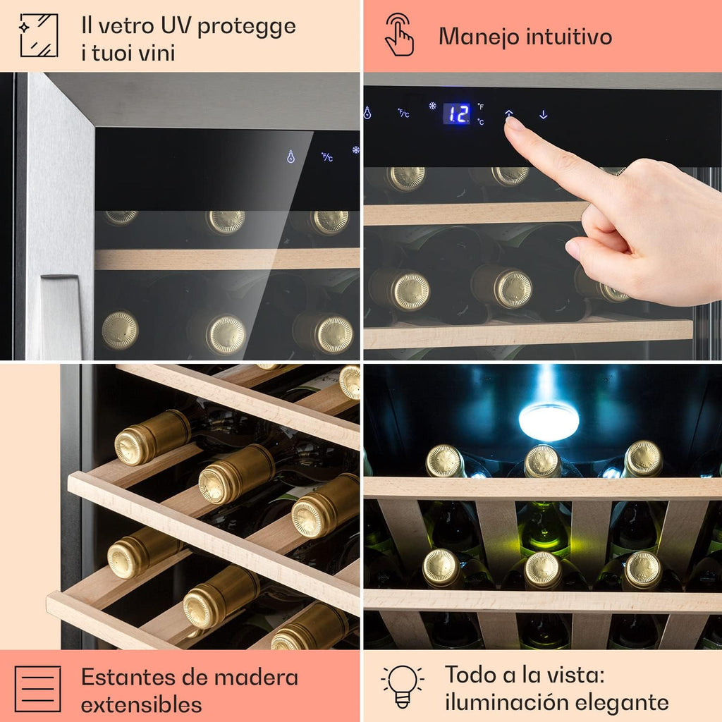 Klarstein Vinoteca 36 Botellas, Nevera Vinos, Una Zona de Refrigeración, Nevera Expositora Vino y Cerveza, Vinoteca Interior y Exterior con Puerta de Cristal, Nevera Vino con Protección UV, 4-18°C