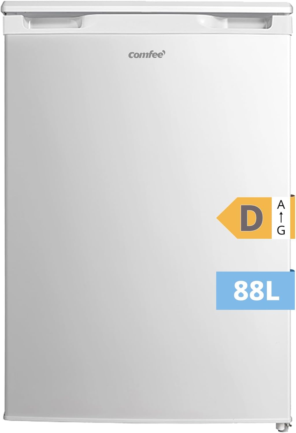 COMFEE' RCU83WH3EU(E) Congelador vertical independiente 88 Litros, 3 cajones, Congelador de gran capacidad, Termostato ajustable, Puerta reversible, Blanco