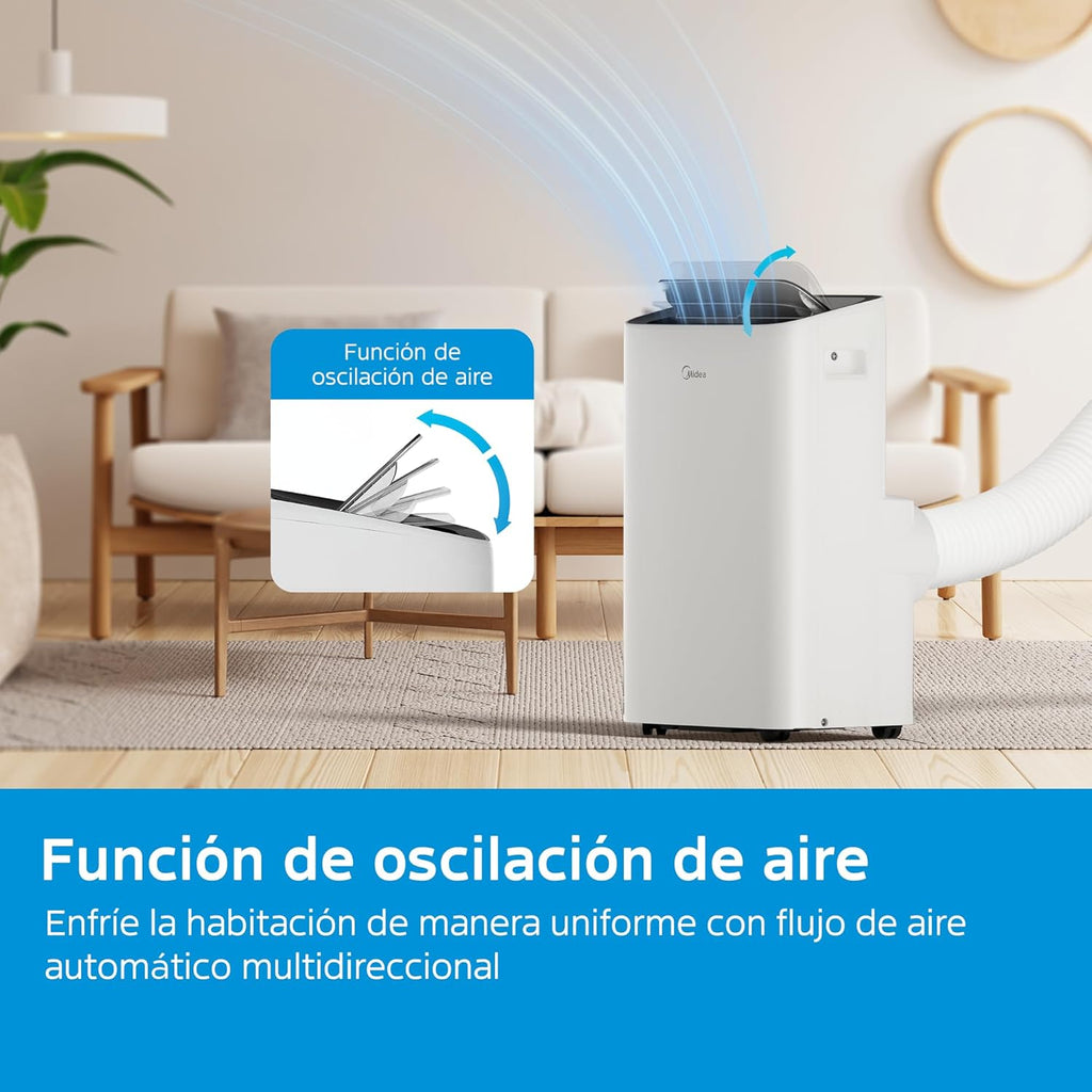 MIDEA Pingüino Aire Acondicionado Portátil Frío y Calor 3000 Frigorías / 12000 BTU - Climatizador silencioso con bomba calor 3500 W Air conditioner 4 modalidades con kit de ventana y control remoto