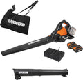 WORX Aspirador de Hojas 40V Máx. 2x20V | WG583E | PowerShare |Incluye 2 baterías y Cargador Doble |2 en 1 Recoger y aspirar – Bolsa de 35 L | Incluye Toberas | Ligero