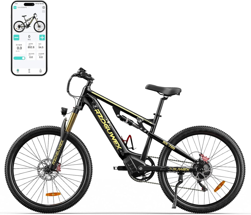 Bicicleta eléctrica todoterreno de 26 pulgadas y 70 NM para adultos con batería de iones de litio desmontable de 48 V 17.5 AH, 7 velocidades con amortiguadores dobles y freno de disco