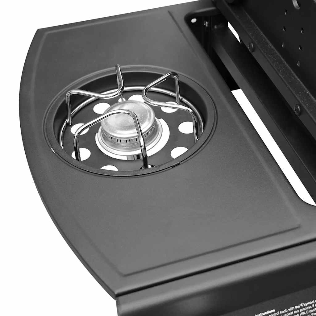 2026 Barbacoa grill de gas 4+1 zonas de cocinado negra y plateada V8143