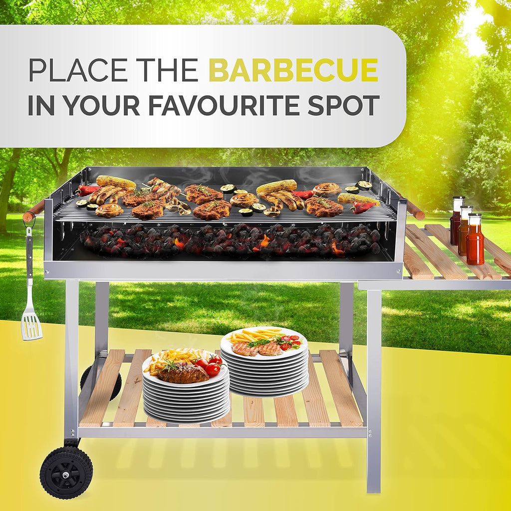 BBQ Collection Wózek grillowy na kółkach - węgiel drzewny - wózek - stal nierdzewna