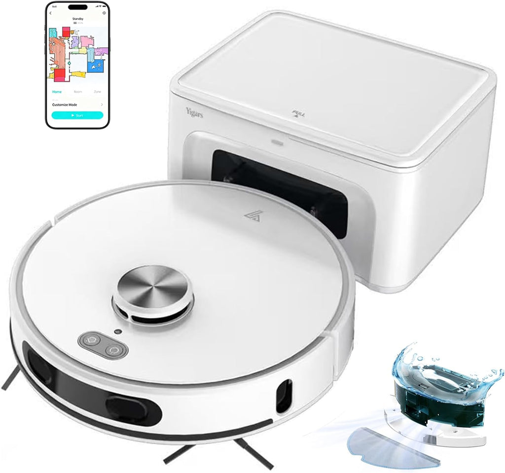 Robot Aspirador y fregasuelos hasta 8000 Pa Potente succión Autovaciado Autonomía de 220 Minutos Navegación Láser LiDAR y Mapeo Lnteligente,Limpieza Personalizada Control por Voz y App