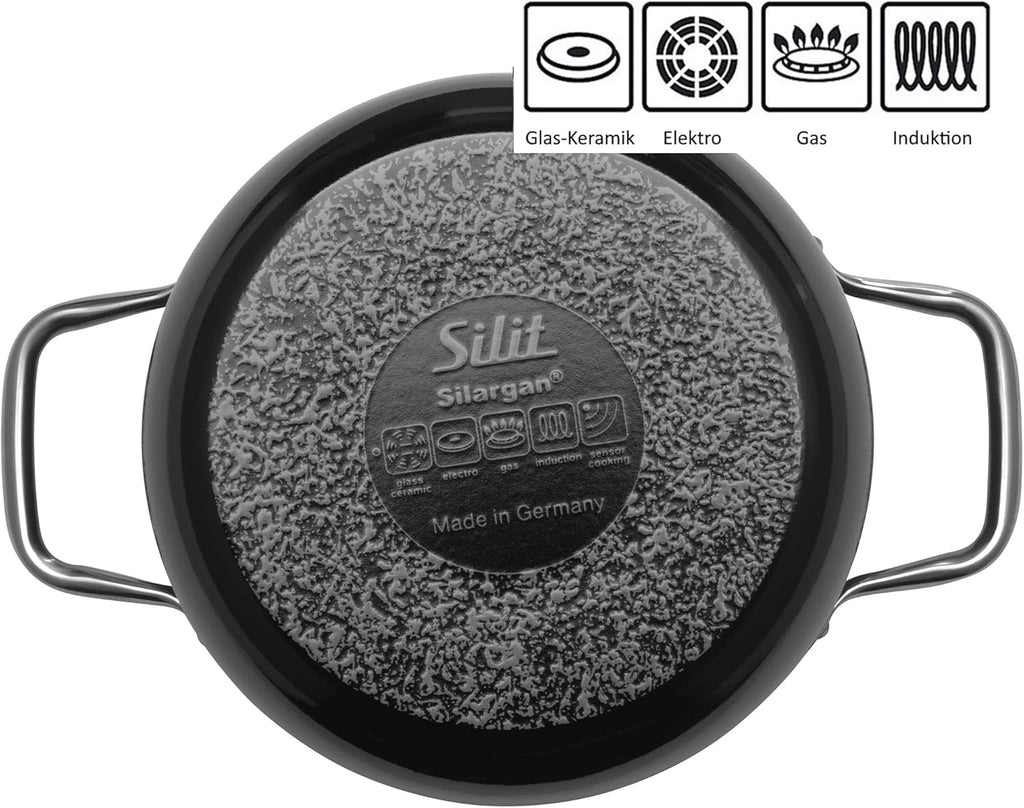 Silit Elegance Zestaw Garnków Indukcyjnych, 18/8 Stainless Steel, Przezroczysty/Czarny, 4 Sztuk