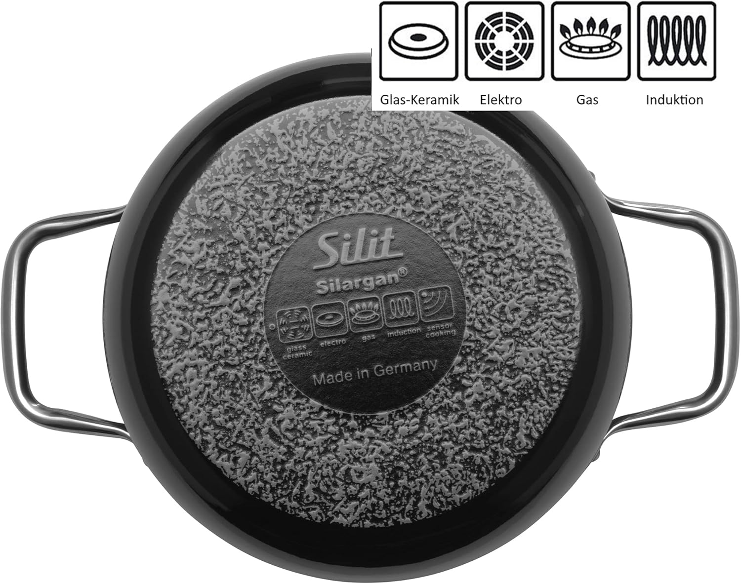 Silit Elegance Zestaw Garnków Indukcyjnych, 18/8 Stainless Steel, Przezroczysty/Czarny, 4 Sztuk