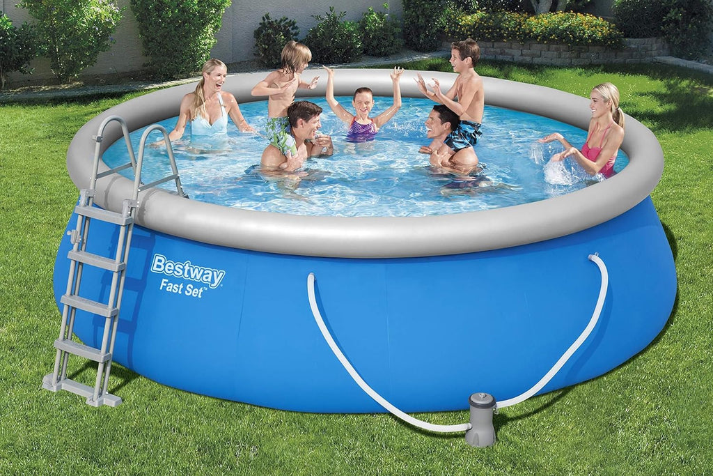BESTWAY 56418 - Piscina Desmontable Tubular Steel Pro MAX 366 x 100 cm, con Depuradora Cartucho 2.006 L/H y Escalera