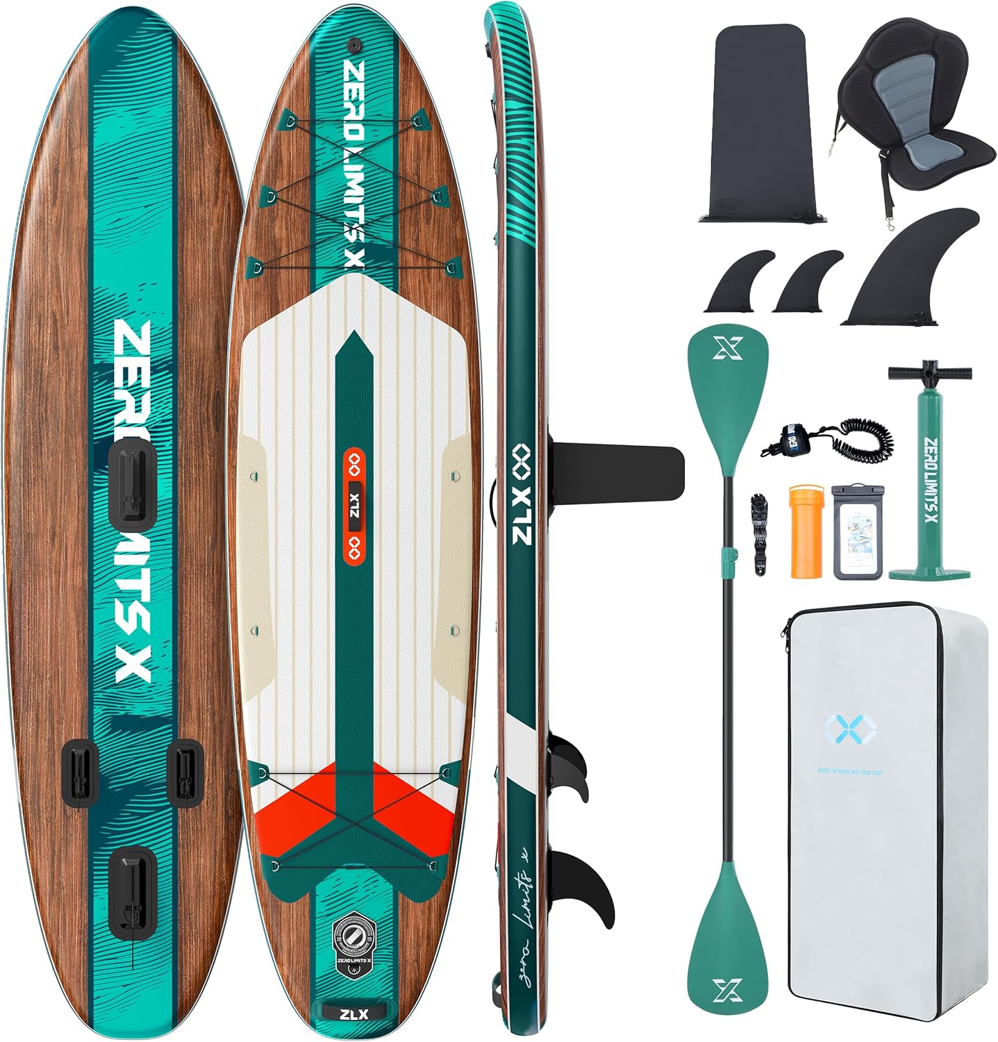 ZLX Tabla de Surf de Remo con Asiento de 320 cm, Inflable, para Adultos, Apta para Principiantes, Amplia y Estable, Antideslizante