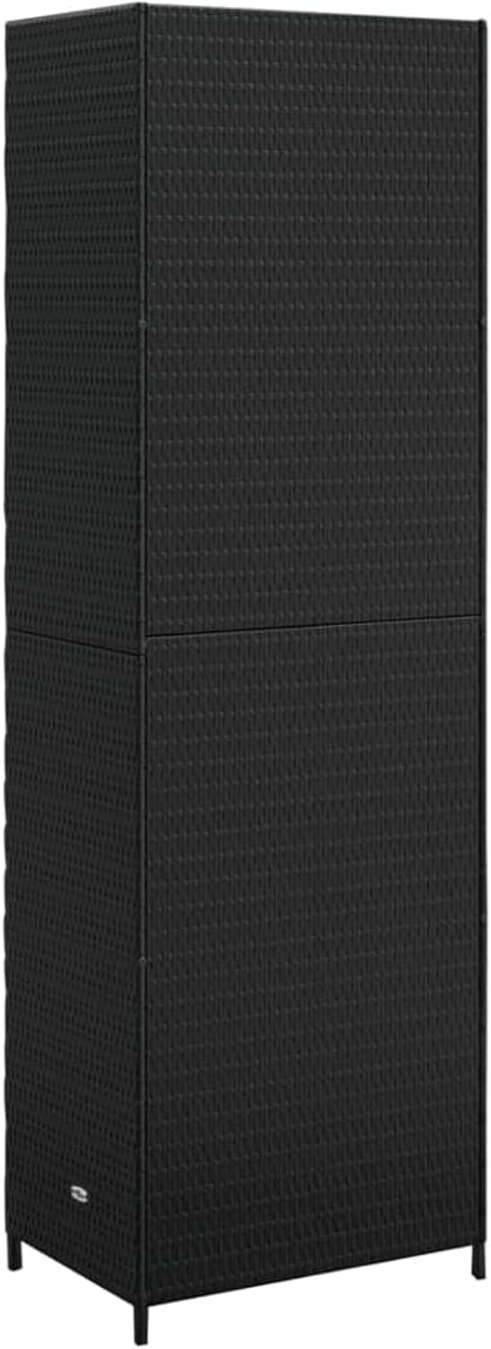 Armario de almacenaje de jardín ratán PE Negro arcones para Jardin Exterior 59x40x180 cm