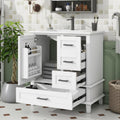 Moimhear Mueble de baño de pie, lavabo, lacado completo, tres cajones silenciosos, lavabo de cerámica integrado (blanco, 76 x 46 x 83,5 cm)