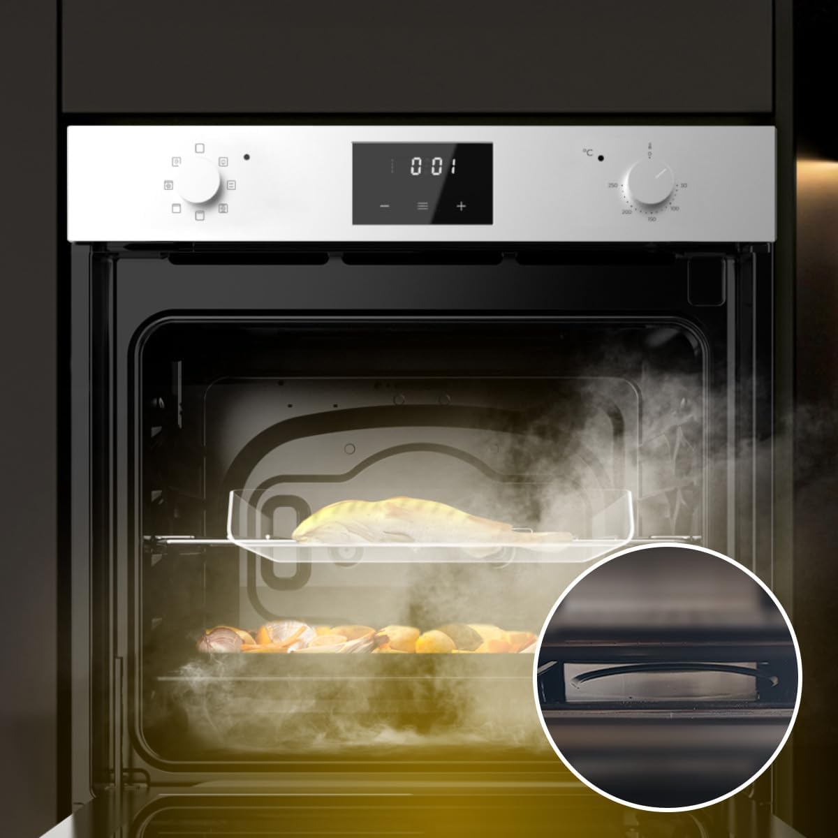 Cecotec Horno Integrable Multifunción 70L Bolero Hexa M226001 Line A. 2800W, 7 Funciones, Display, Steam Base XXL, Steam Assist, Steam EasyClean, Cooling Fan, Modo Eco, Modo Convección, Modo Grill