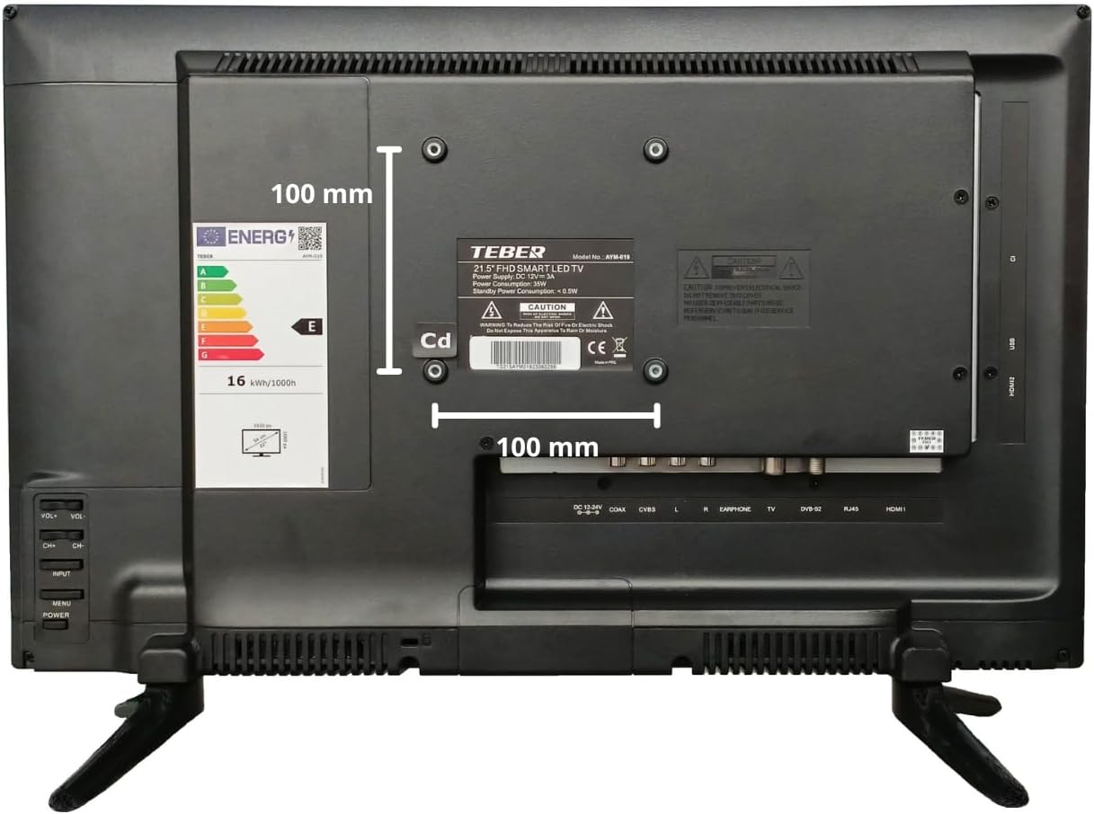Televisor Smart TV de 22 Pulgadas. con Adaptador de 12v y 230v. Android. Full HD. DVB-S2/C/T2/T. para autocaravanas, Campers, viviendas, caravanas, Barcos. (22 Pulgadas)