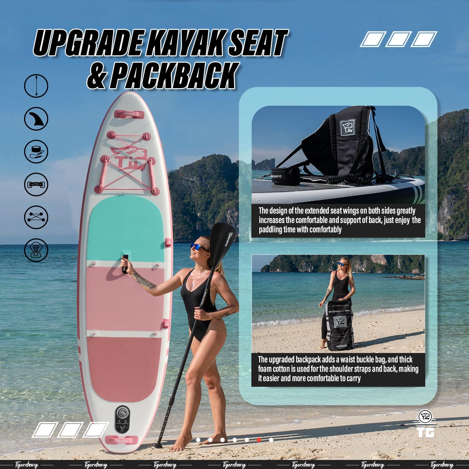 Tabla de surf de pie con remo, tabla de surf hinchable, colección Defender Pro