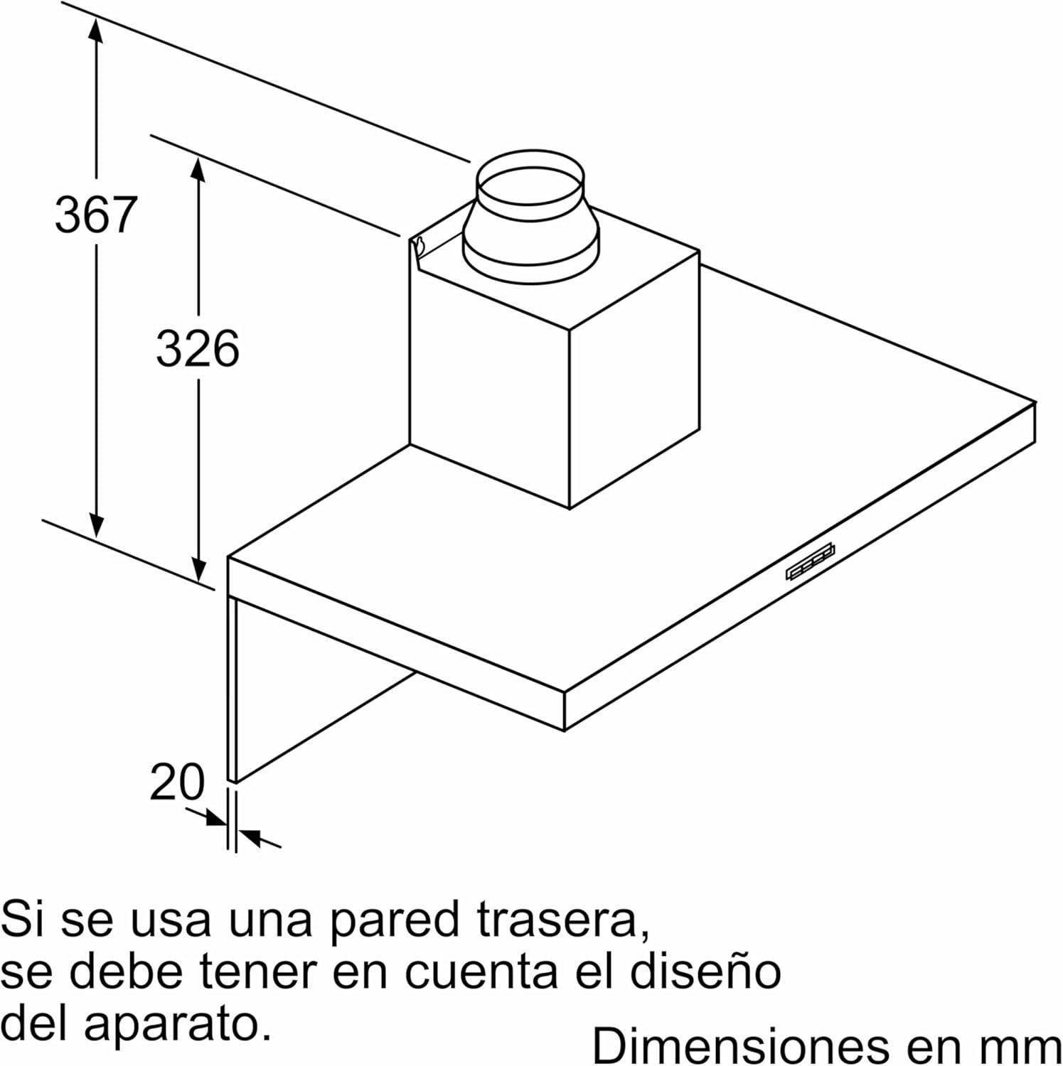 Bosch - Campana Extractora Decorativa de Pared, 90 cm, Serie 2, Control Mecánico, Iluminación LED, Acero Inoxidable, DWB96BC50