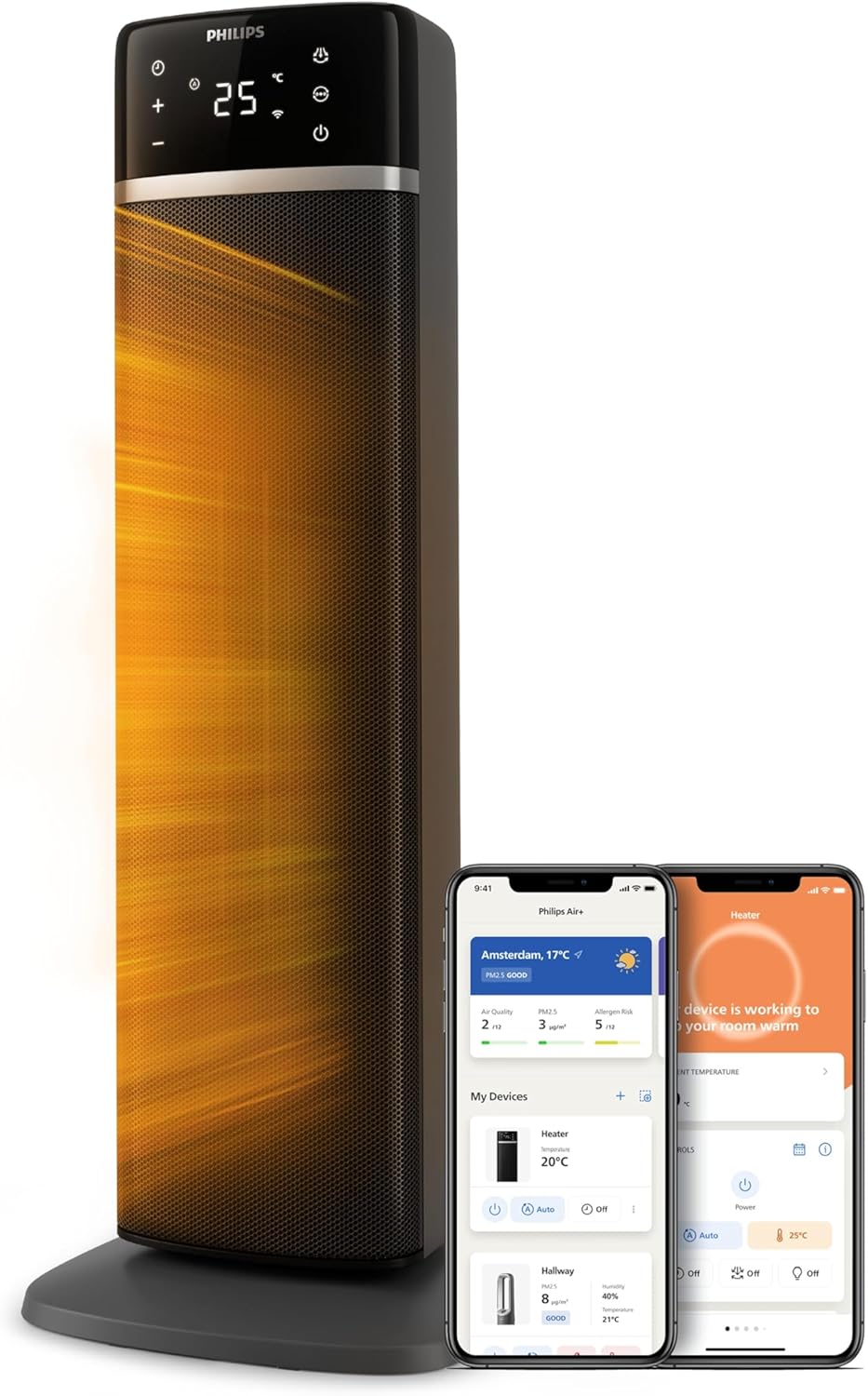 Philips Air Performer 3w1 - wentylator, oczyszczacz powietrza i grzejnik, Filtr NanoProtect HEPA, Usuwa alergeny, wirusy, bakterie, zapachy i 99,97% pyłków z powietrza, Cichy, Kolor Szary (AMF870/15)