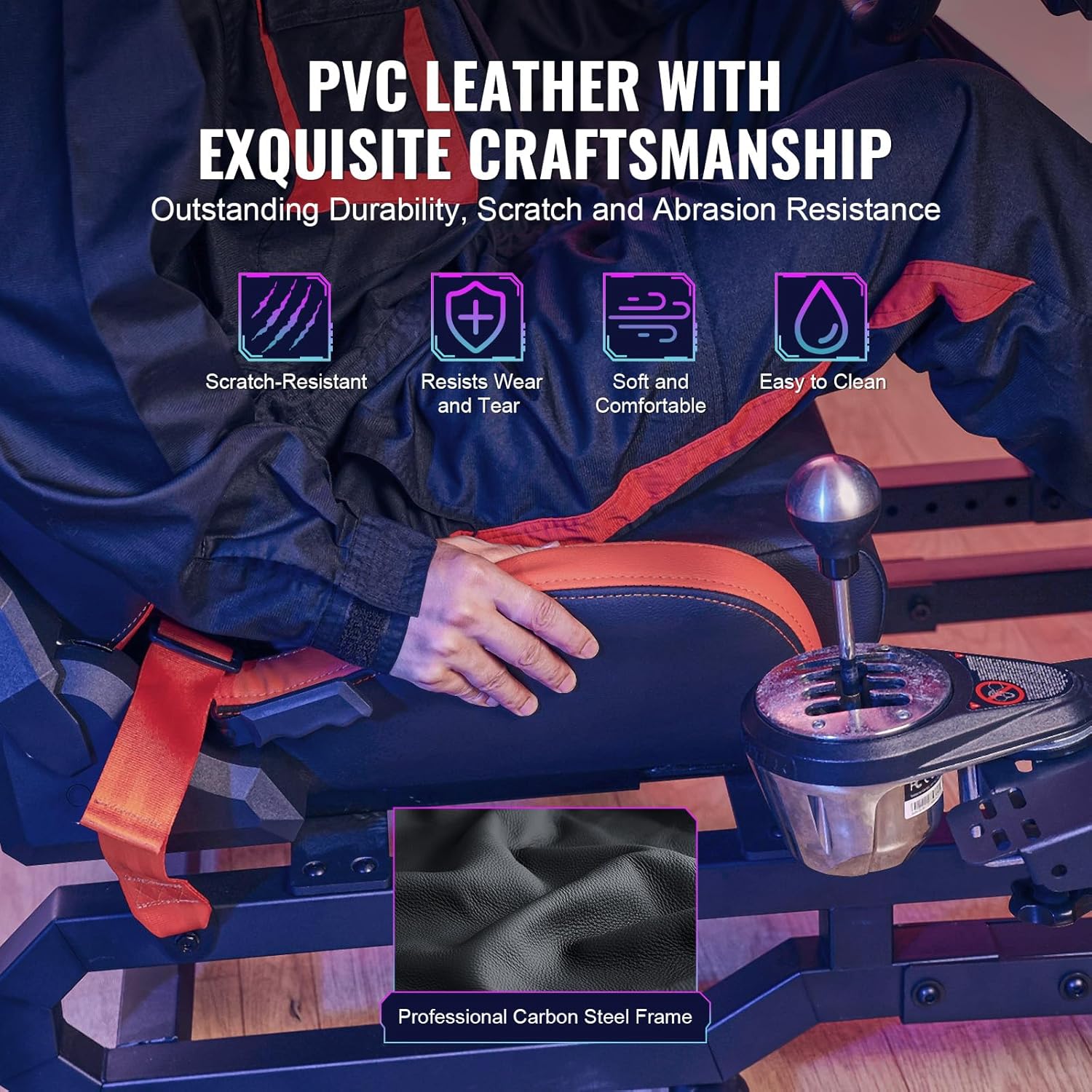Soporte para Volante de Carreras VEVOR con Ruedas para Logitech G923/G920/G29, Cabina de simulador de conducción de Acero Resistente, Thrustmaster T248P, Soporte para Volante y Pedal Ajustables