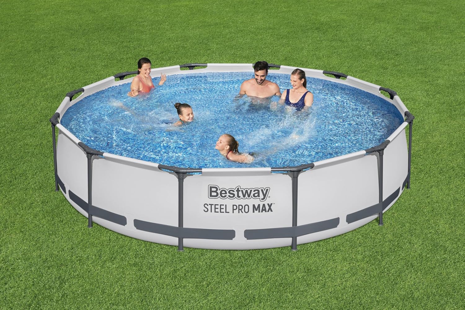 Bestway Steel Pro MAX Frame - Juego de Piscina con Bomba de Filtro, diámetro de 366 x 76 cm, Color Gris Claro, Redondo