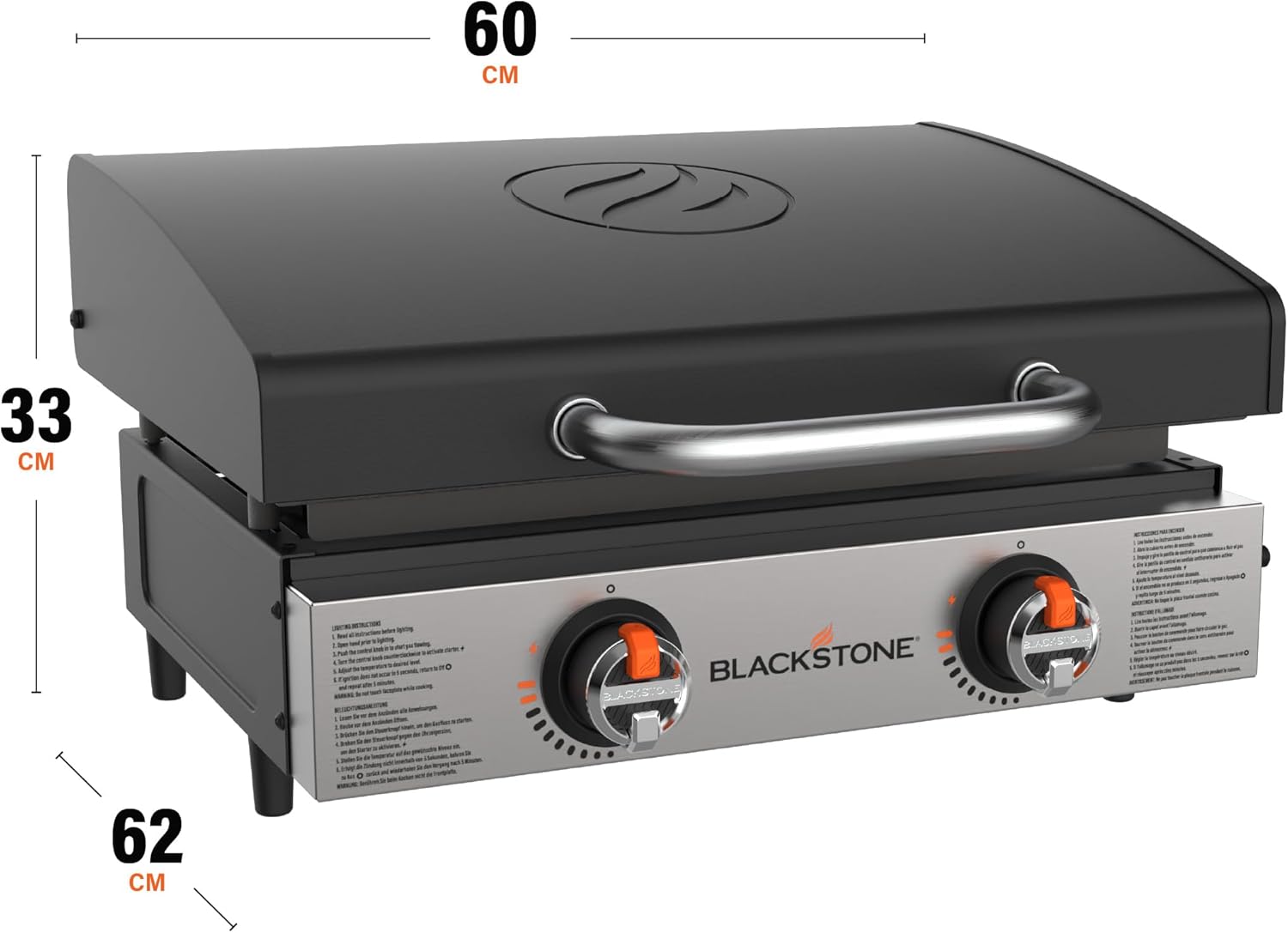 Plancha stołowa 22" (56 cm) z pokrywą, frontem ze stali nierdzewnej