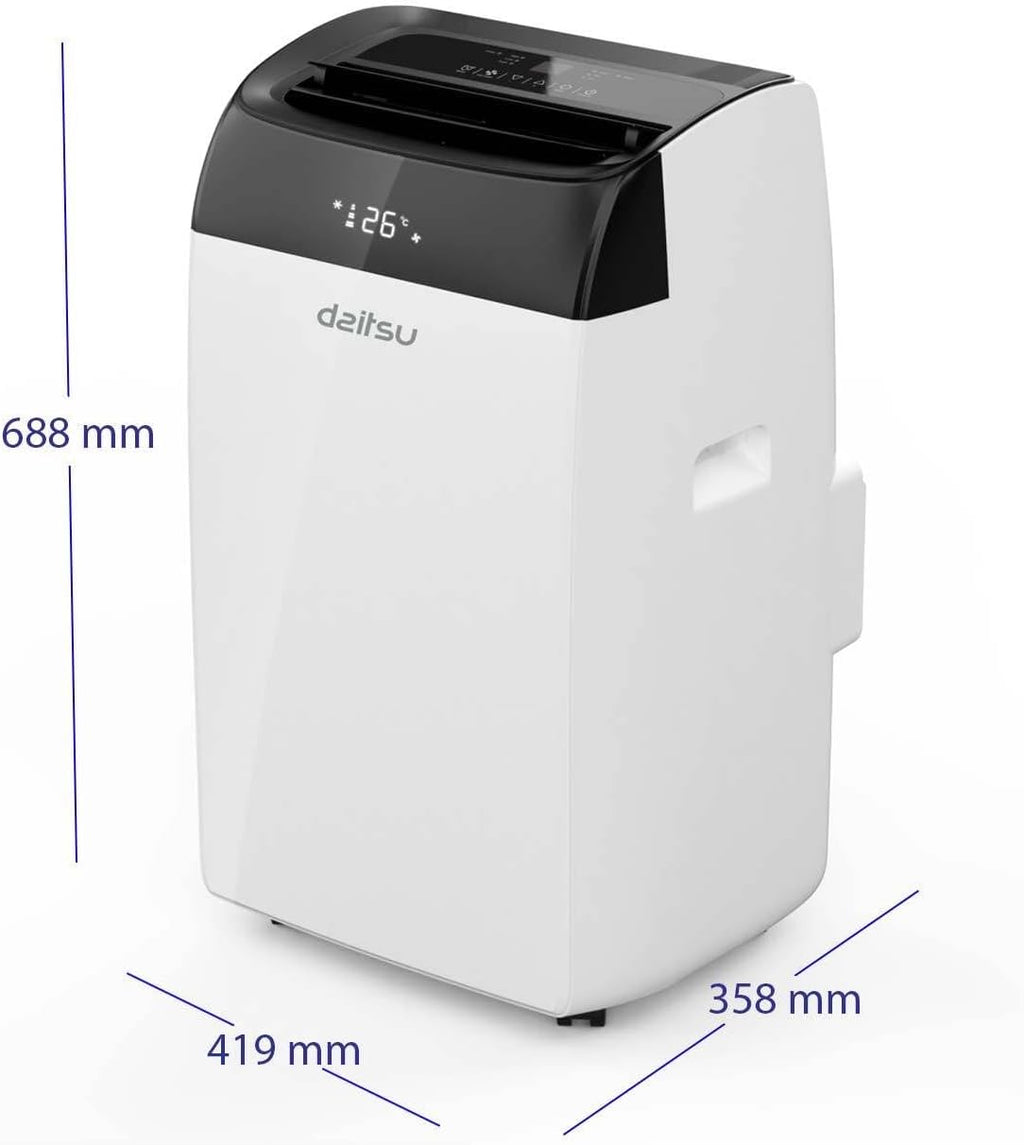 Daitsu - Aire Acondicionado Portátil Frío,Calor, Deshumidificador y Ventilador | 4 en 1 | Alisios Premium APD12FCX | Compacto y Silencioso | Mando a Distancia | Para Hogar u Oficina hasta 30 m²