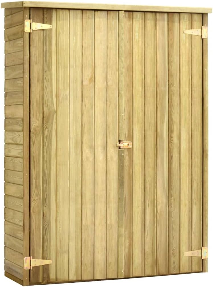 Tidyard Caseta Herramientas Jardín 4 Estantes de Apoyo Gabinete Caseta Herramientas Cobertizo Armario Exterior Madera Jardín Pino Impregnada 123 x 50 x 171 cm