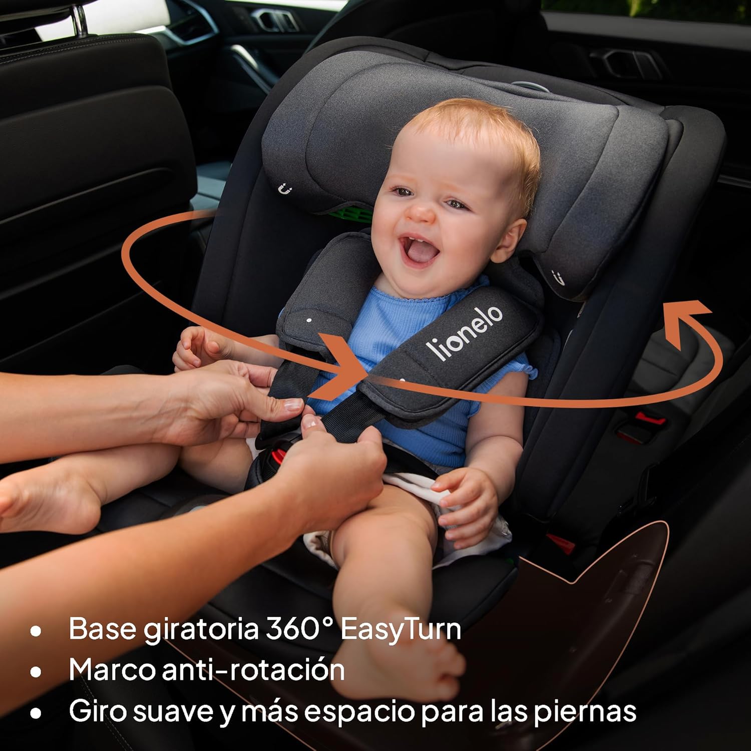 LIONELO Bastiaan RWF i-Size Silla de Coche para Bebé Giratoria 360° 0-36kg, Instalaciión Delantera y Trasera (18kg), ISOFIX TopTether, Reposacabezas y Respaldo Ajustables Protección Lateral