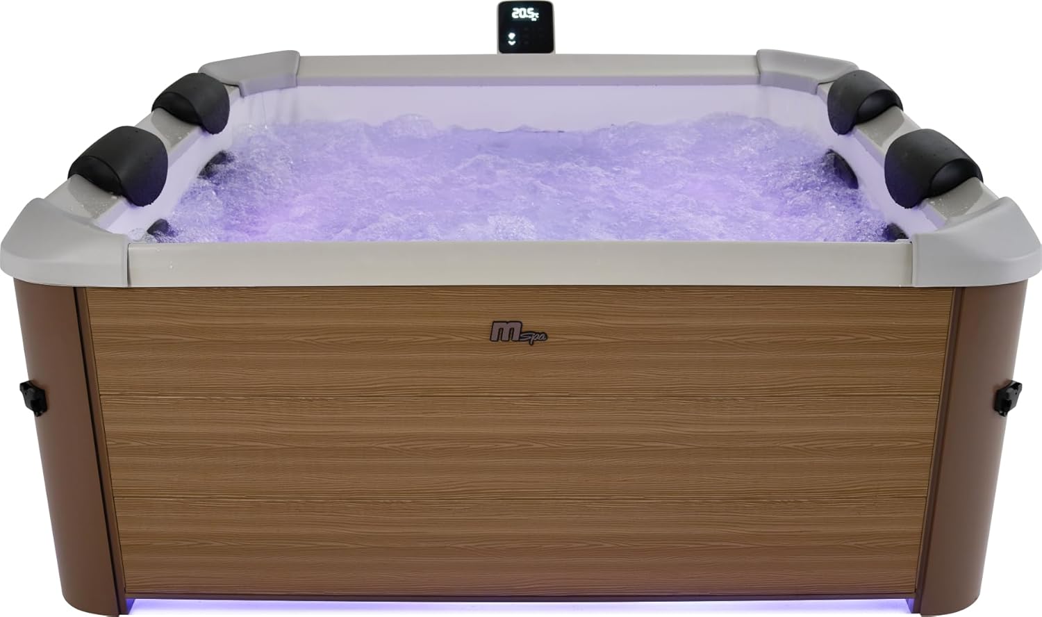 MSPA Whirlpool Oslo Amber – 160 x 160 x 65 cm – Whirlpool Hinchable para 6 Personas con 120 chorros de Masaje, 8 boquillas de hidromasaje, calefacción PTC, luz LED, desinfección de ozono y Cubierta