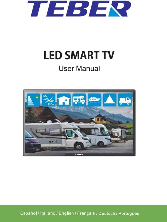 Televisor Smart TV de 22 Pulgadas. con Adaptador de 12v y 230v. Android. Full HD. DVB-S2/C/T2/T. para autocaravanas, Campers, viviendas, caravanas, Barcos. (22 Pulgadas)