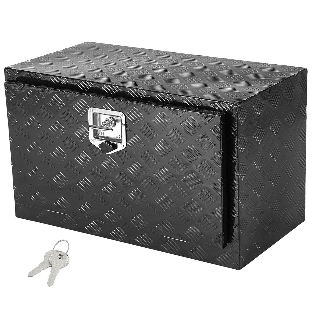 VEVOR Caja de Herramientas para Camión 914x432x457mm Caja de Bastidor Inferior Caja de Almacenamiento de Aleación de Aluminio Montaje Inferior con Cerradura y Llaves para Remolques, Camionetas, Negro